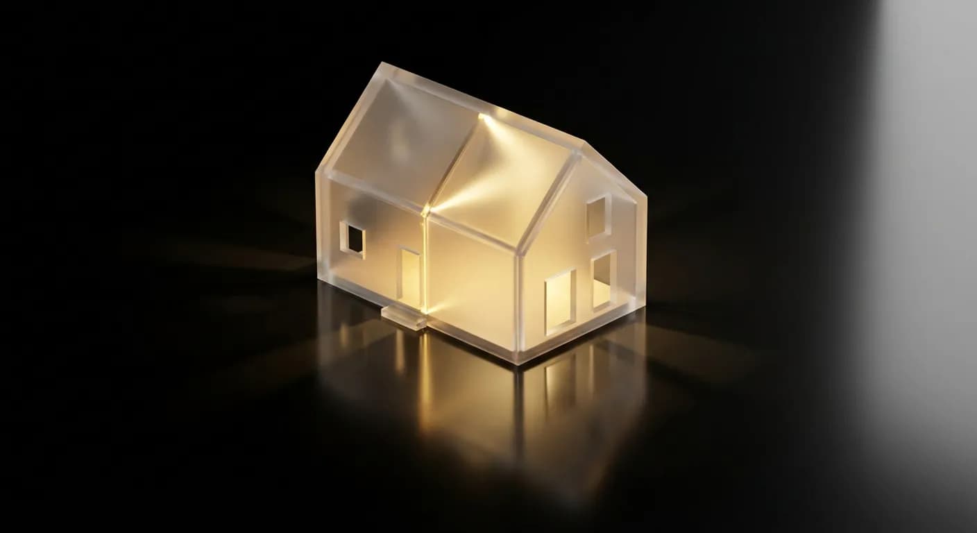 Consommation électrique moyenne maison 100m2 RT2012 Modèle réduit de maison lumineuse symbolisant l'efficacité énergétique